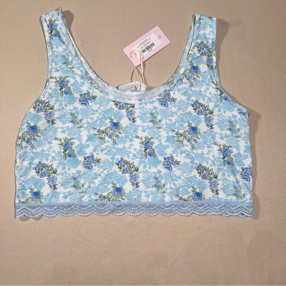 LoveShackFancy Other - LoveShackFancy Wells Bralette Baby Blue Promise Floral‎ Lace Lounge Size XL NWT